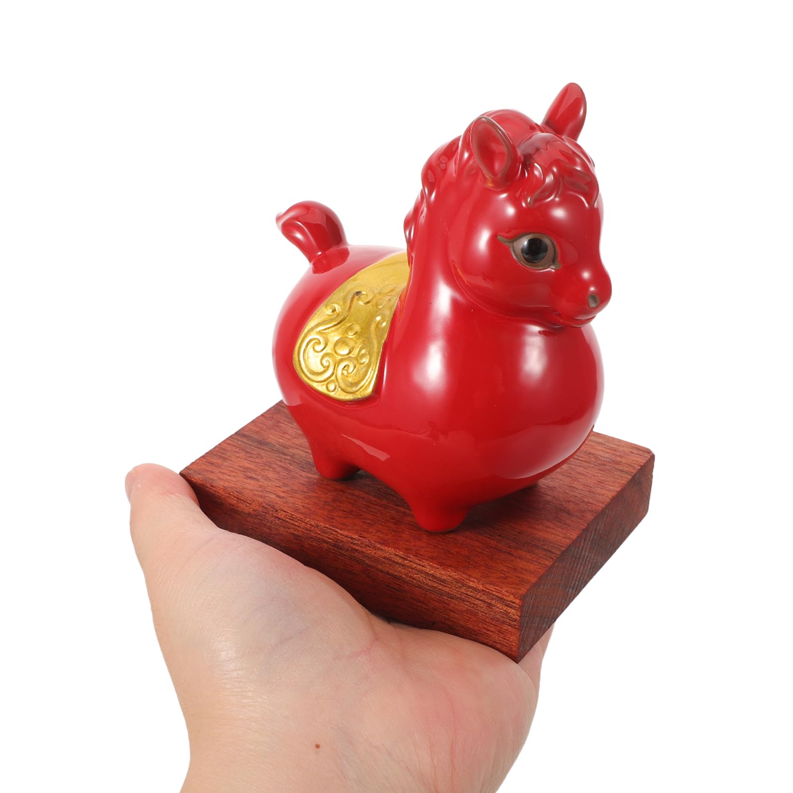 Chinesische Neujahrsdekoration Pferdefigur aus Keramik Handbemalt als Glücksbringer für Büro und Wohnzimmertisch Elegante Traditionelle Kunst