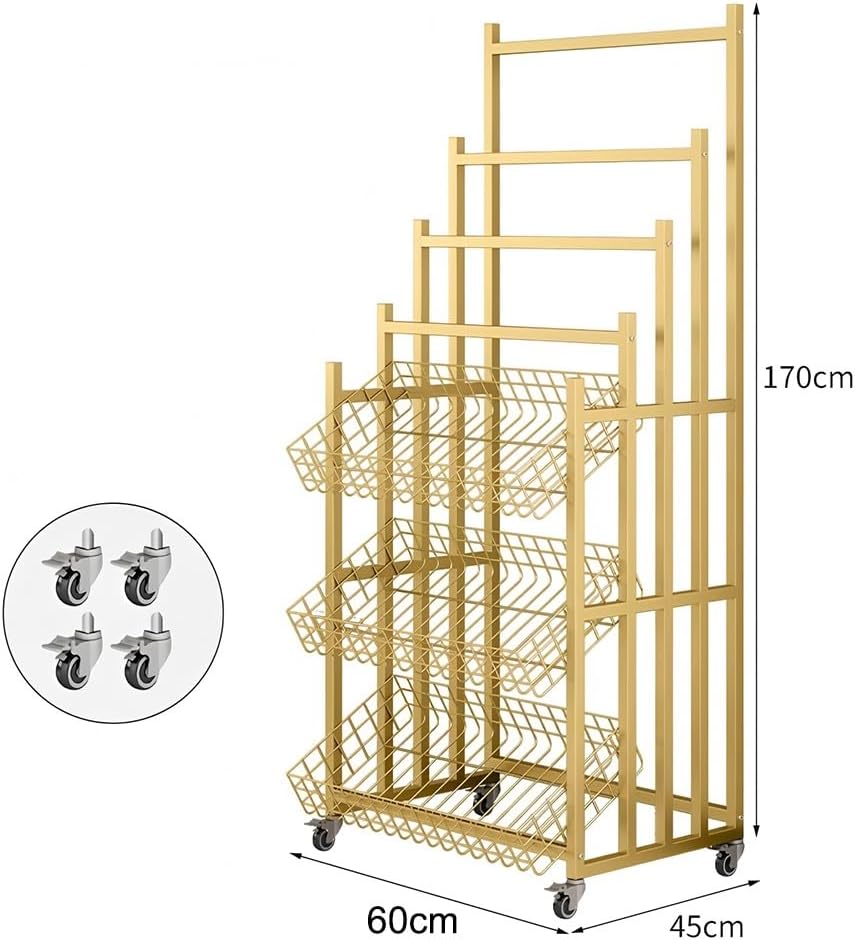 Heavy Duty Metal Umbrella Storage Stand - Floor-Standing Wheeled Rack with Hooks for Home, Office & Supermarkets - Black 60x45x170 cm