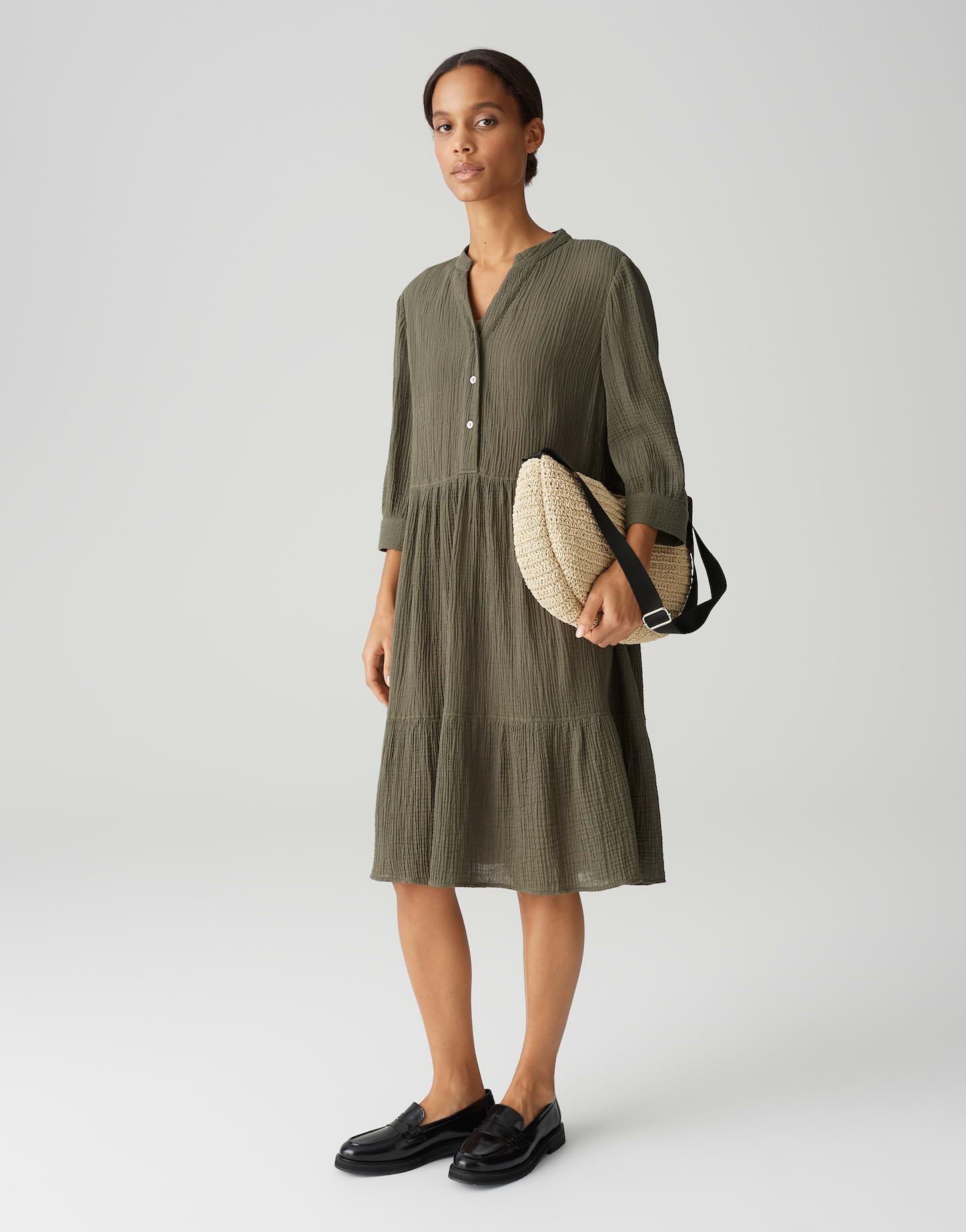 OPUS Damen Minikleid | Volantkleid WOLKA in weich fallender Crash-Optik