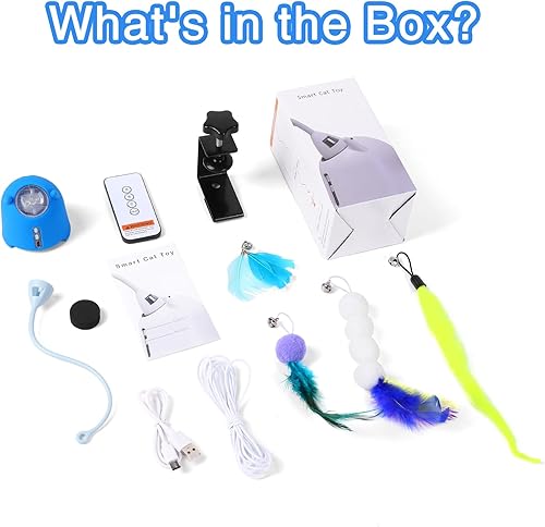 Miniatura 7 de Juguetes interactivos para gatos para interiores, juguete recargable con puerta colgante eléctrica con 4 piezas de plumas, juguetes para gatitos