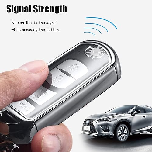 Miniatura 4 de HIBEYO Funda para llavero compatible con Mazda 2 3 5 6 8 CX-3 CX-4 CX-5 CX-7 CX-9 Atenza Axela MX5 Speed3 Miata 234 botón de protección completa con