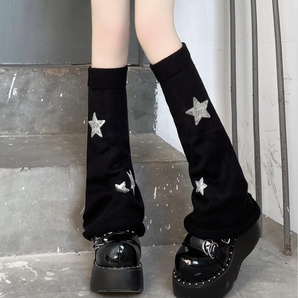 Leg Warmer Cute JK Star Leg Socks Y2K Knitted Long Tube Fashion