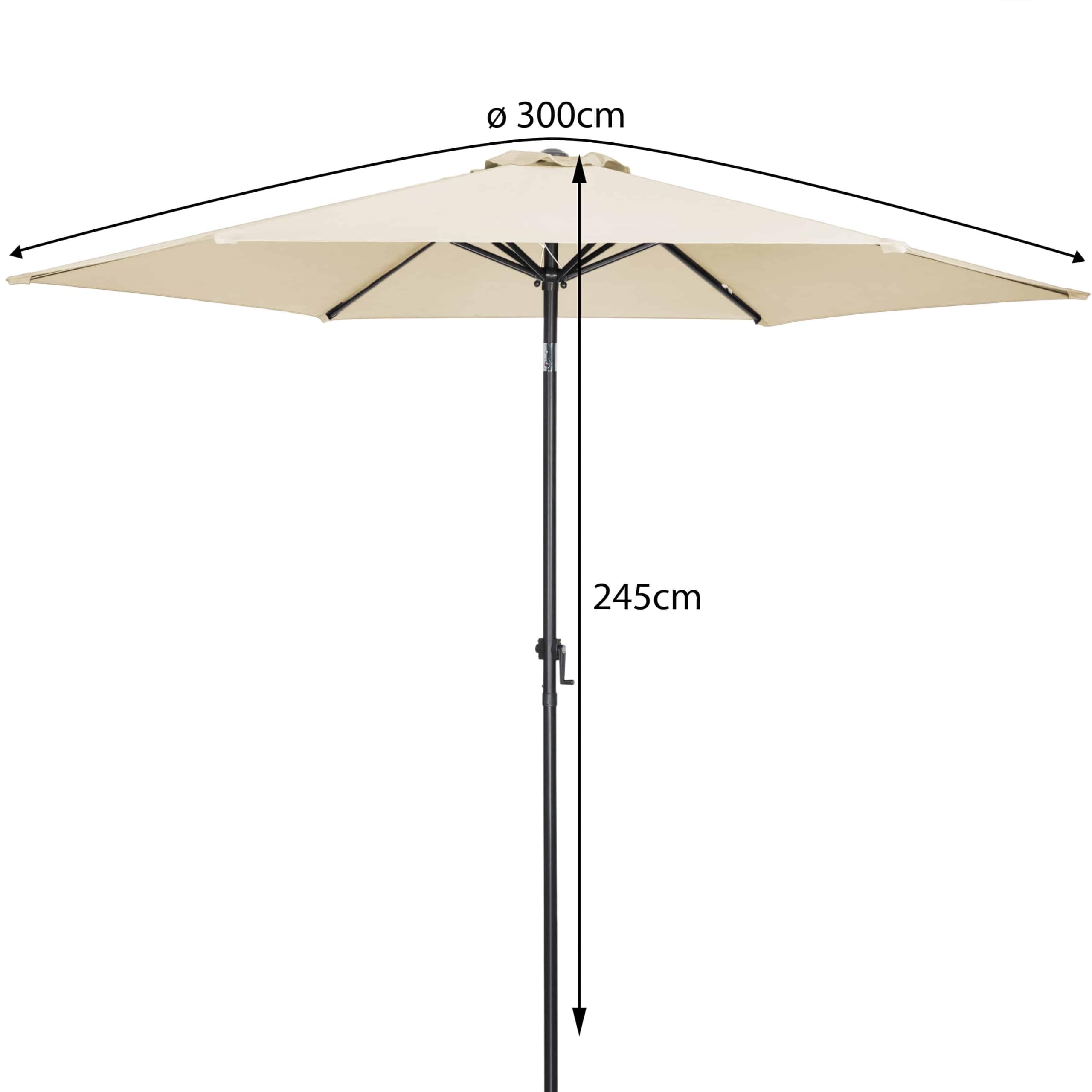 Kingsleeve® Parasol inclinable Ø 300cm Beige Parasol en Aluminium avec manivelle Protection UV50+ Pare-Soleil Jardin