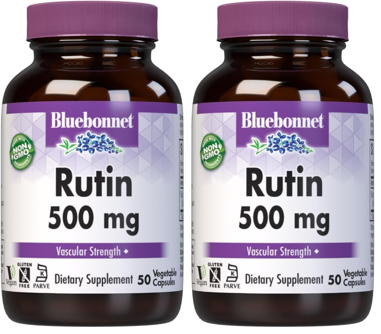 BlueBonnet Nutrition Rutin 500 mg, 50 Vegetable Capsules 50 Count (Pack of 2)