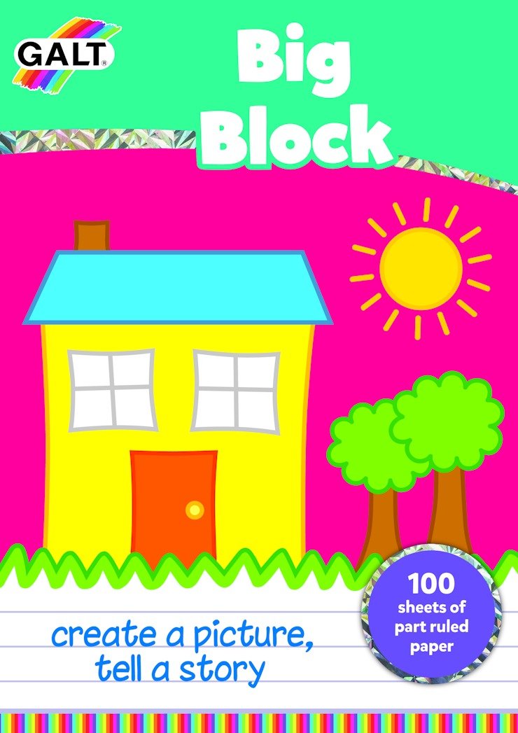 Galt Toys, Big Block Book, Drawing and Writing Pad, 100 Sheets Part Ruled Paper, Ages 3 Years Plus