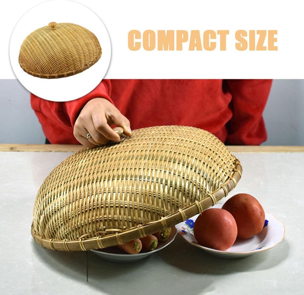 Alipis Bamboo Woven Food Dome Lid Cover Bamboo Serving Basket Outdoor Picnic Food Cover Net Tent for Parties Picnics BBQs 33cm A, 33.00X33.00X12.00CM, 56B403Z17VIY92ZQV