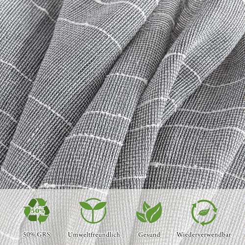 MYSKY HOME Gardinen mit Ösen Vorhänge Wohnzimmer Voile Vorhang Modern Gardine 2er Set Schlafzimmer Weiss Gestreift Muster Vorhang Halbtransparent Streifen H 225 x B 140, Dunkelgrau.
