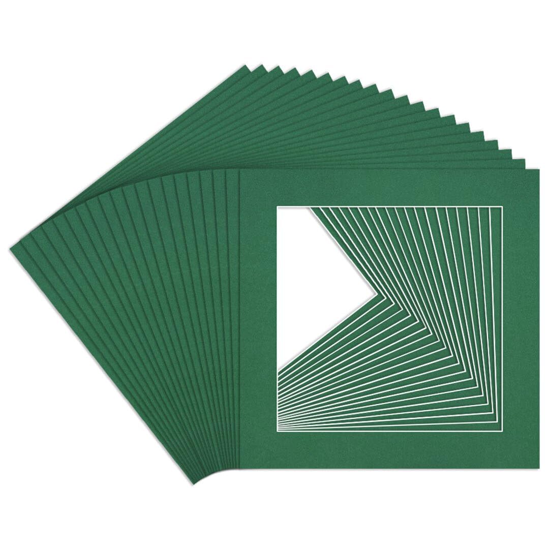 Procut Global 8x8" Emerald Picture Mounts to Fit 6x6" Aperture - Precision Cut Cardboard Photo Mount - Ideal for Frames, Prints, Artwork & Certificates - Sizes & Colours Available - 20 Pack