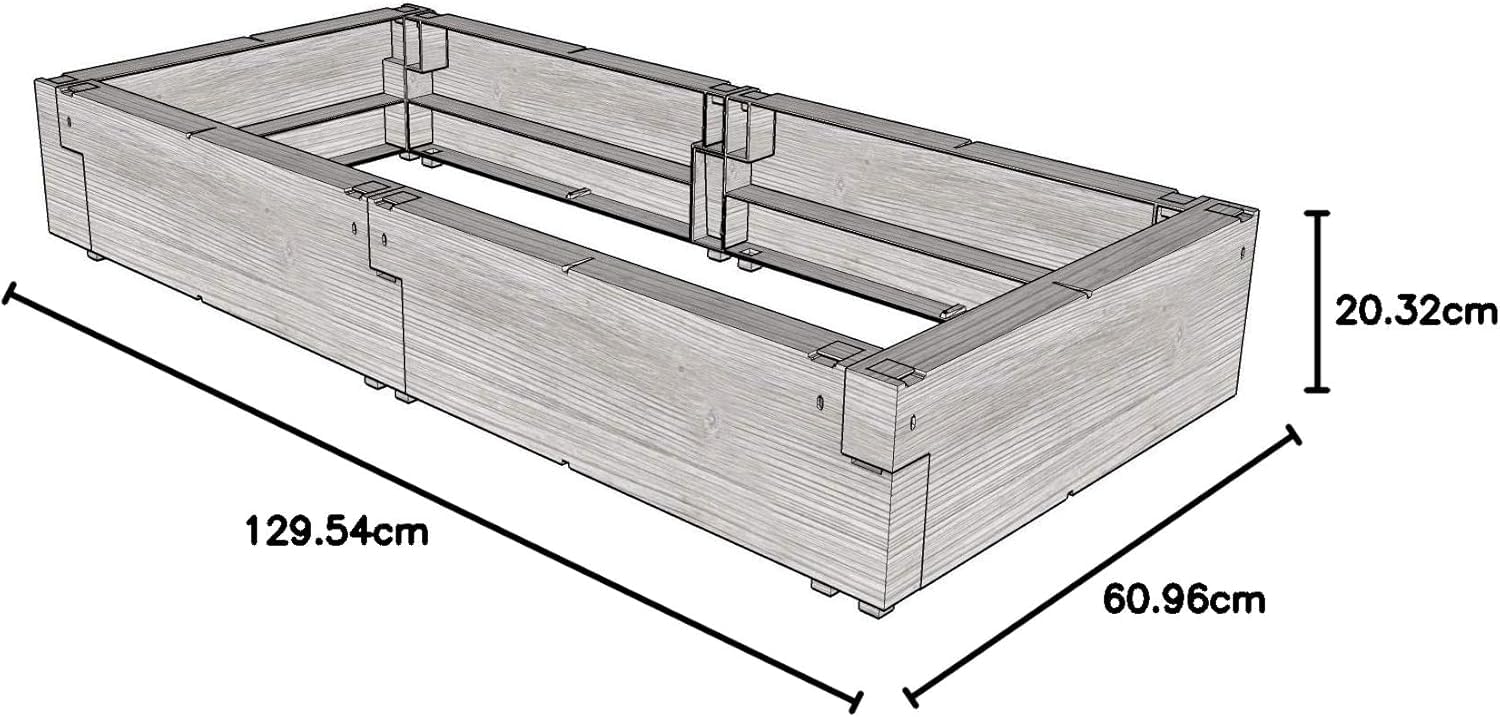 Juwel Podwyższona grządka Timber zestaw podstawowy/rozszerzający (6 klocków, grządka na zioła o wyglądzie drewna, z wysoką izolacją cieplną, wymiary 130 x 60 cm, wysokość 20 cm, jako rozszerzenie do podwyższonych grządek lub jako grządka pojedyncza) 20476
