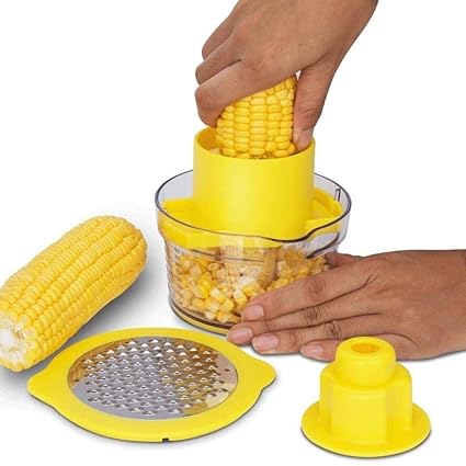 Anup Torda Corn Cutter - 2 in 1 Corn Stripper with Corn Peeler,Corn Grater, Built-in Measuring Cup and Pusher for Corn Zipper,Potato Grater,Ginger, Garlic