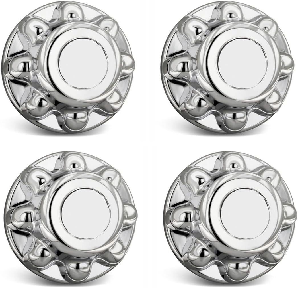 Set of 4 - Phoenix QT765CHN-x4, Eight 13/16" Lug Nuts on 6.5" BC, 16" Wheel ABS Chrome Plated HUB Cover, HUB Cap for 16" Trailer Wheel