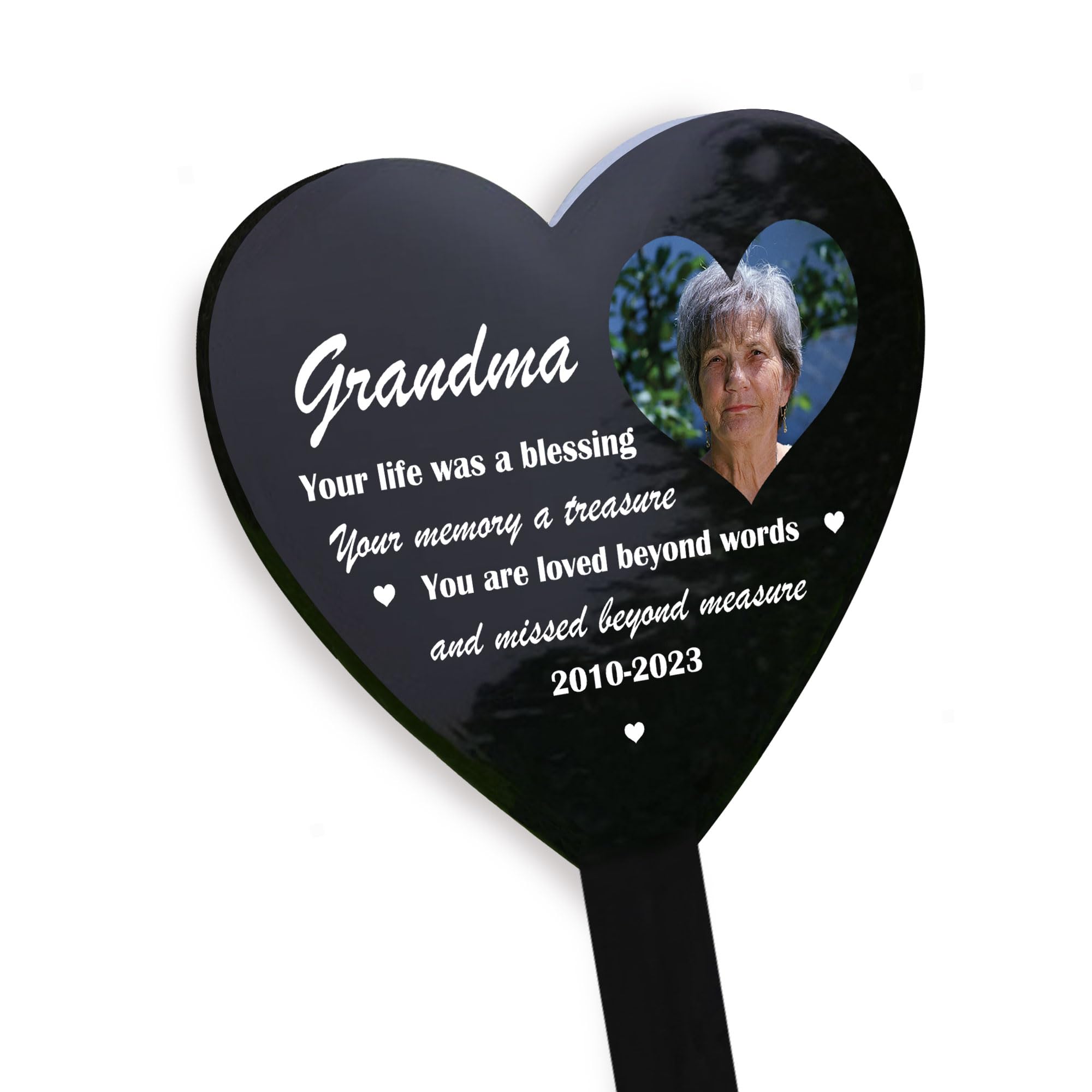 RED OCEAN Personalised Grave Marker Memorial Black Acrylic 16x10cm Stake Graveside Decoration Plaque For Mum Dad Grandma Nan Grandad Custom Photo Memorial Plaque