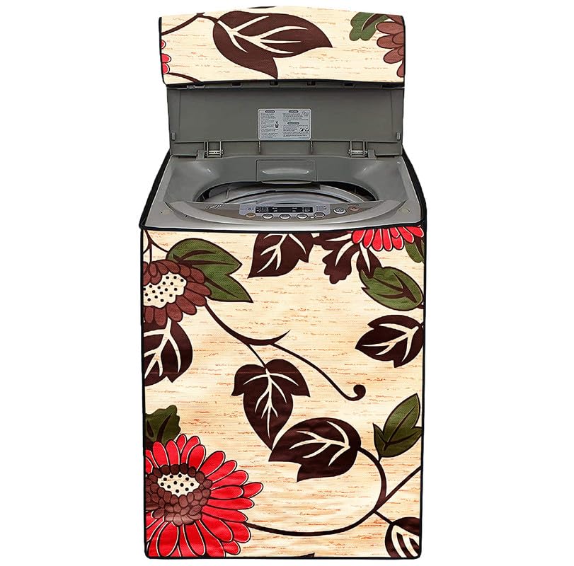Image of Waterproof Top load washing machine cover Compatible for LG 8kg ,8.5kg ,9kg ,10kg ,10.5kg ,11 KG) floral Beige Multi Print