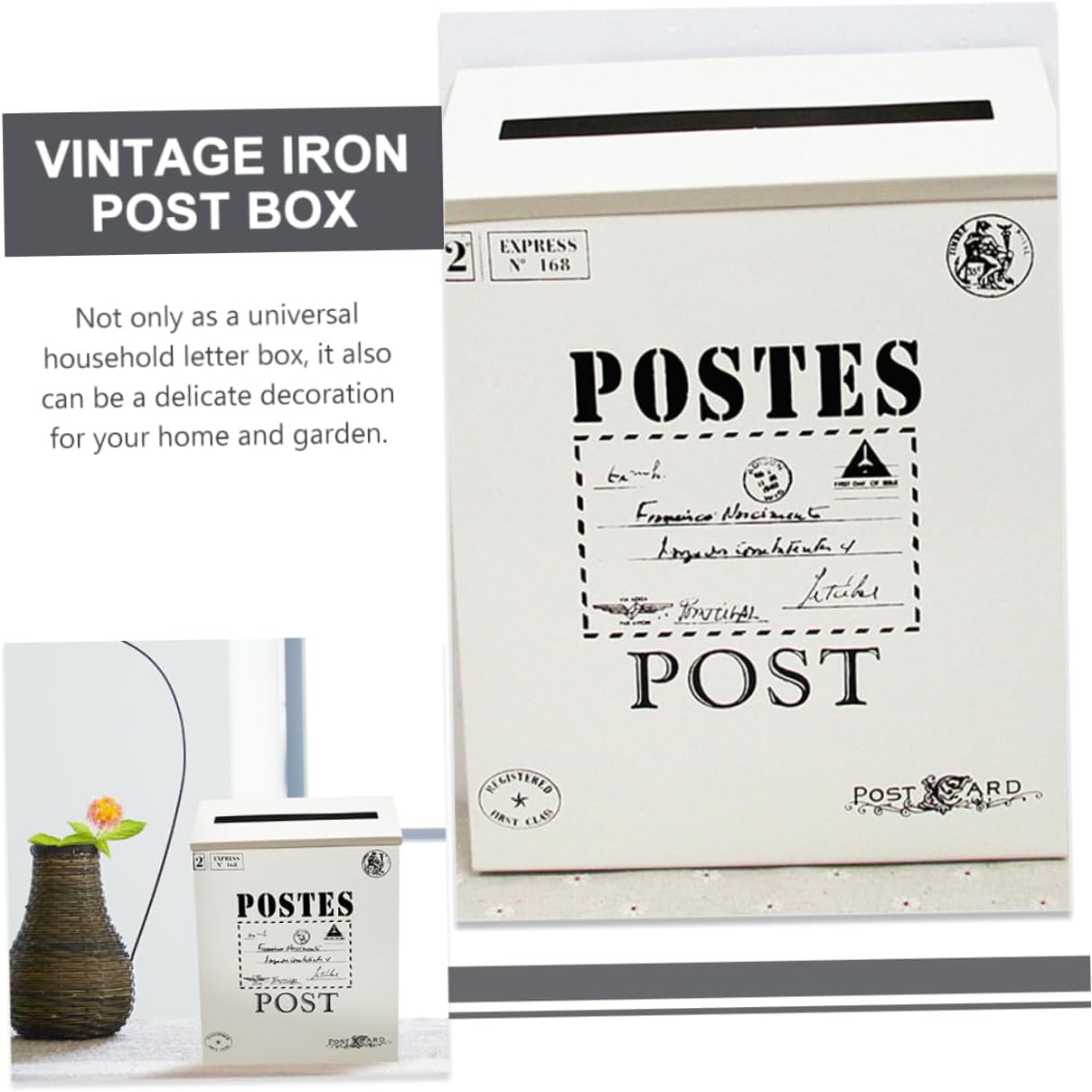 POPETPOP 2pcs Retro Letter Box Wall Mount Iron Mailbox Mailboxes for Outside House Wall Mount Post Box