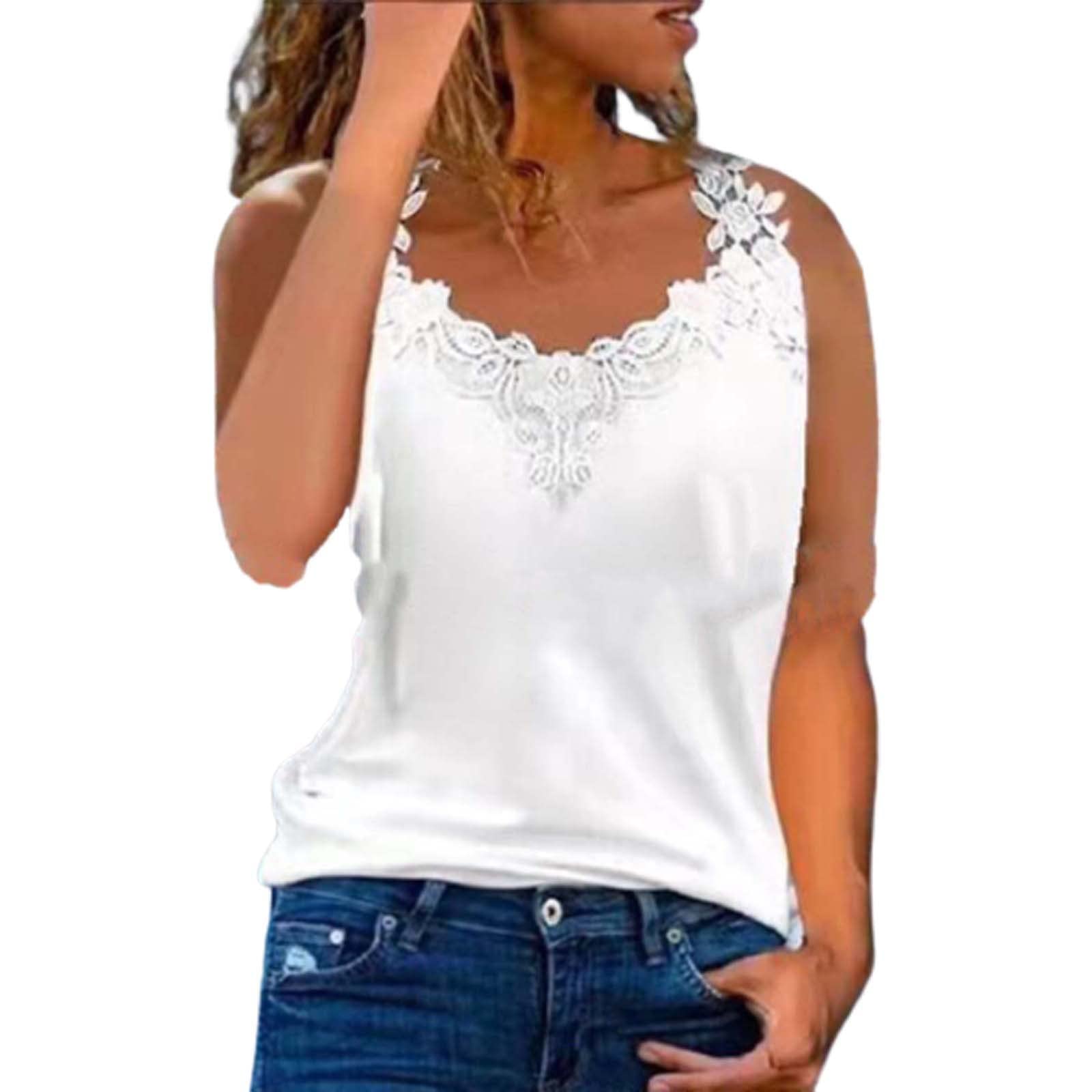 Débardeur d'été en dentelle patchwork pour femme col en V chic - 6