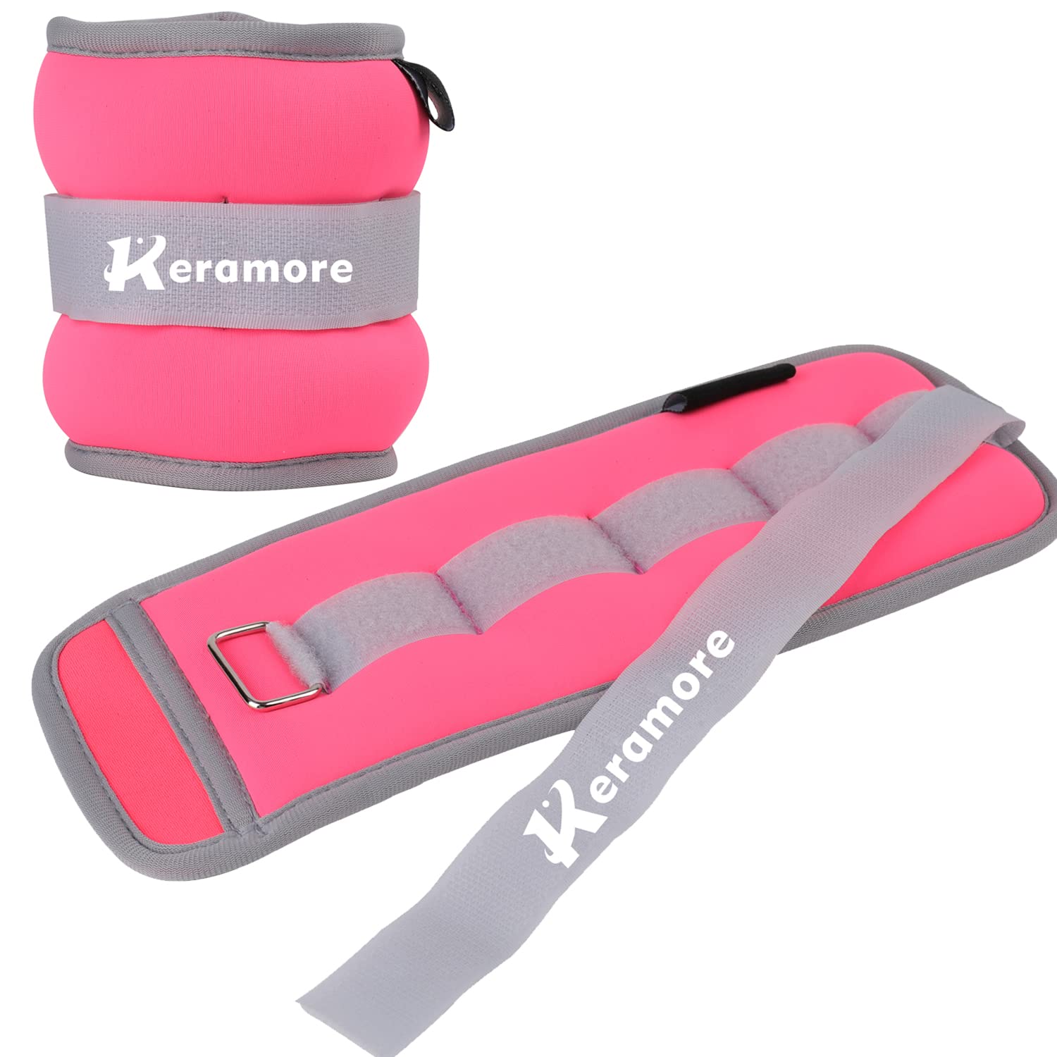 Keramore Ankle Weights, 1/2/3/4/5/6/8/10/12 LBS (1 Pair) Wrist Arm & Leg Weighted for Women Men Kids with Elongated Strap for Exercise, Fitness, Jogging, Aerobics, Yoga, Dancing and Physical Therapy