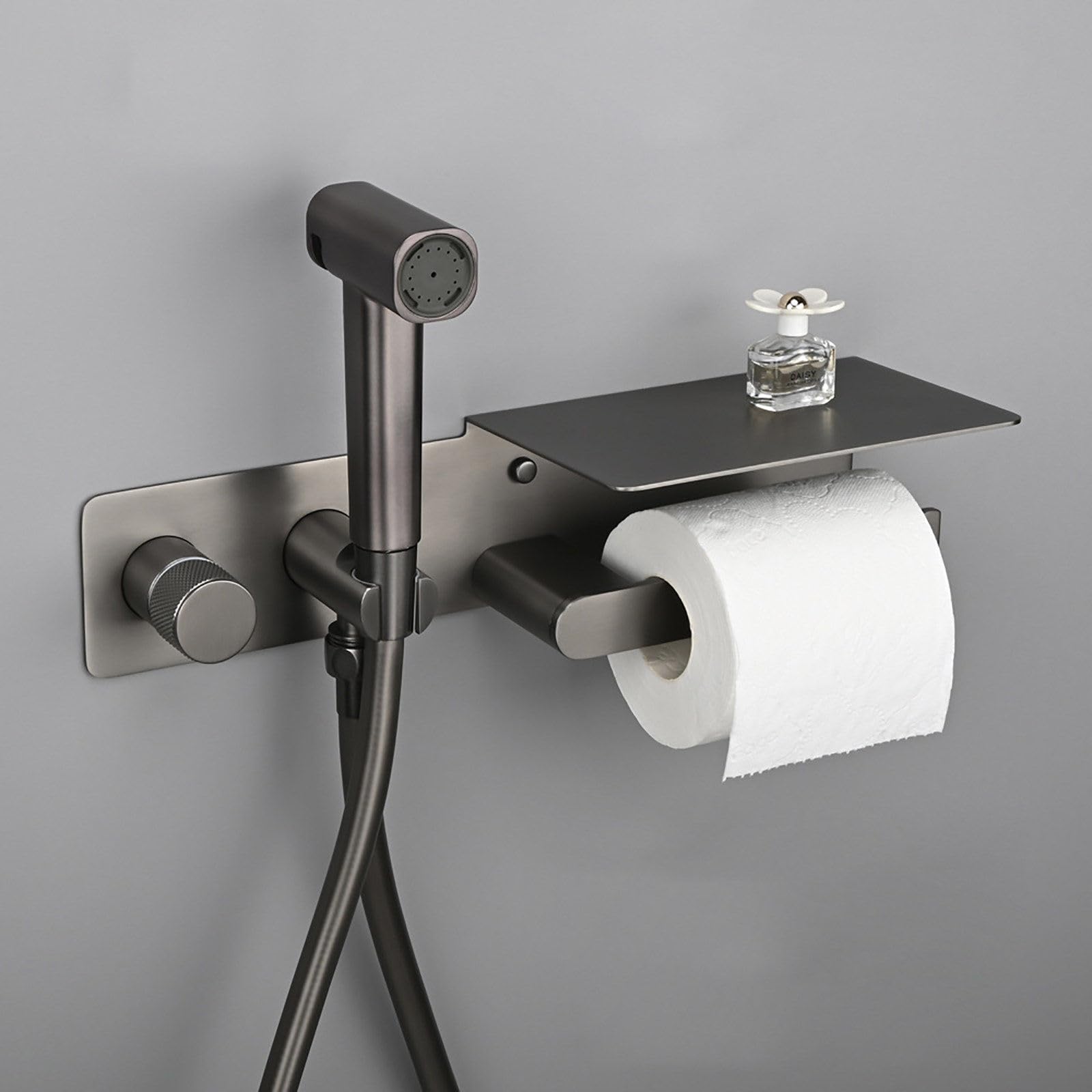 Kit spray per bidet WC con porta carta igienica grigio palmare bidet doccia per igiene personale quotidiana