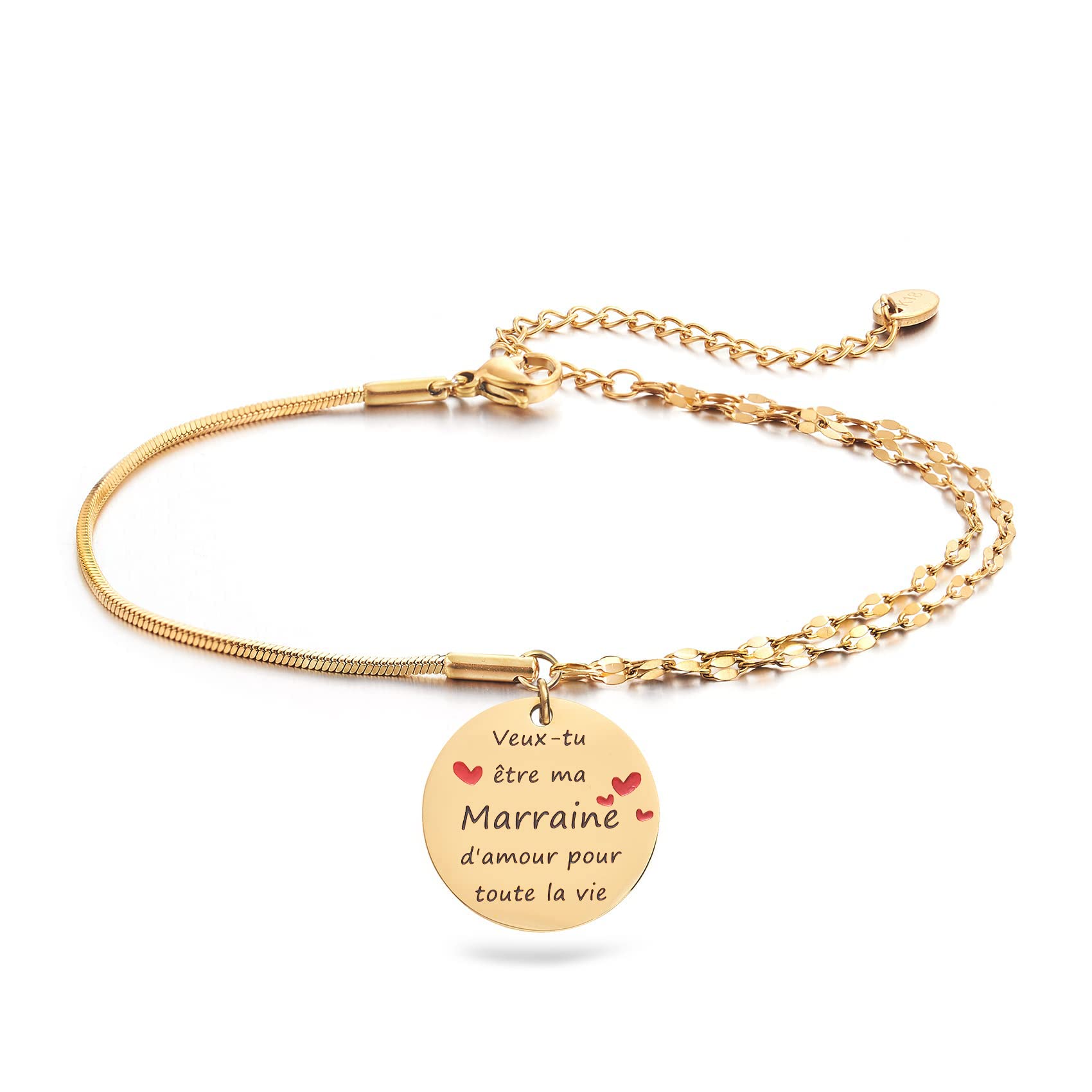 Melix Home Pulseras para madrina Veux-tu être ma Marraine d'amour pour toute la vie madrina pulsera regalos de ahijado, M, Acero inoxidable, Acero inoxidable