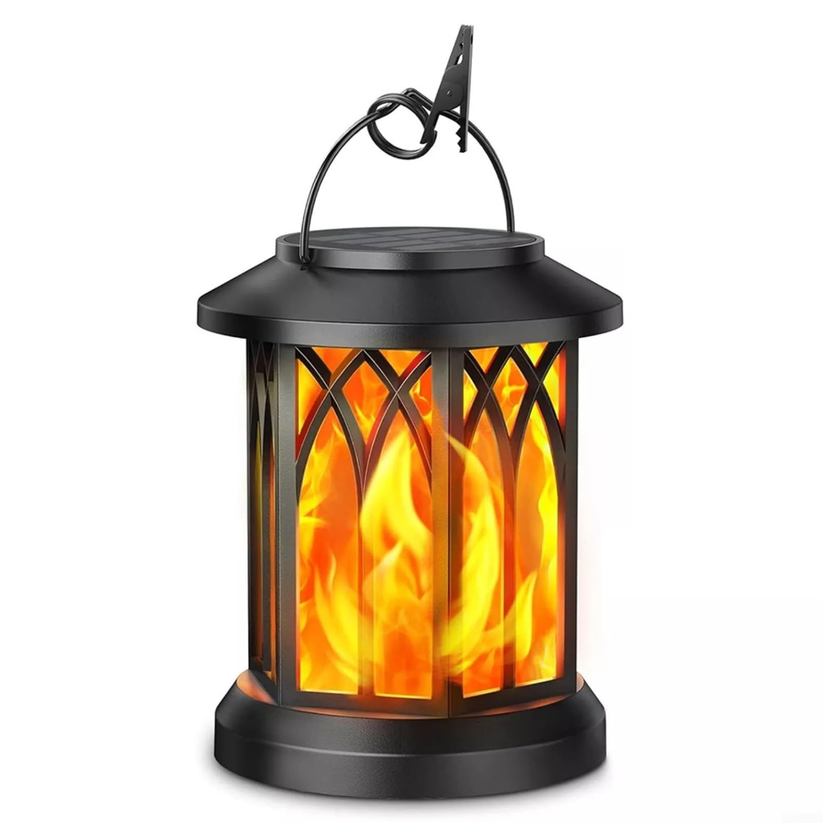 Dancing Flame Solar Lantern, Solar Lights Outdoor Garden,1 Pack Hanging Solar Lanterns With Realistic Flickering Flame LED For Pathway Patio Decoration