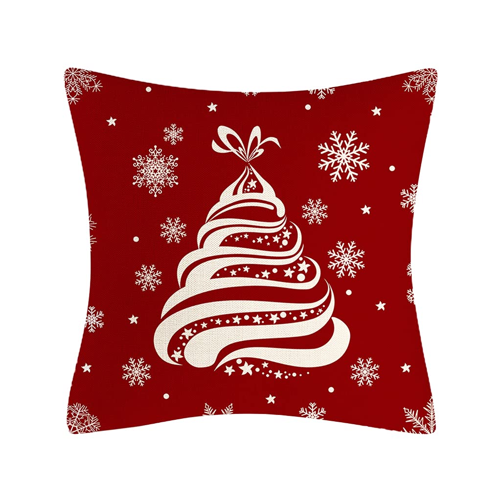 Hsioluted Merry Christmas Throw Pillow Cover Snowflakes Decorations Farmhouse Cushion for Christmas Pillow Covers
