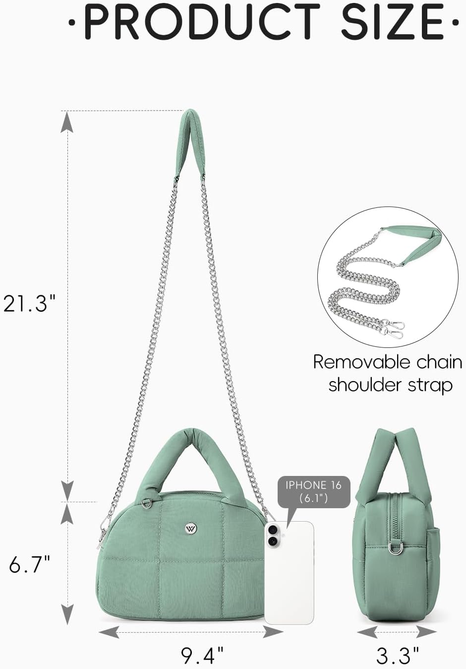 WESTBRONCO Small Puffer Crossbody Bags for Women Puffy Nylon Shoulder Bag Womens Quilted Handbags with Chain Strap for Daily - Image 2