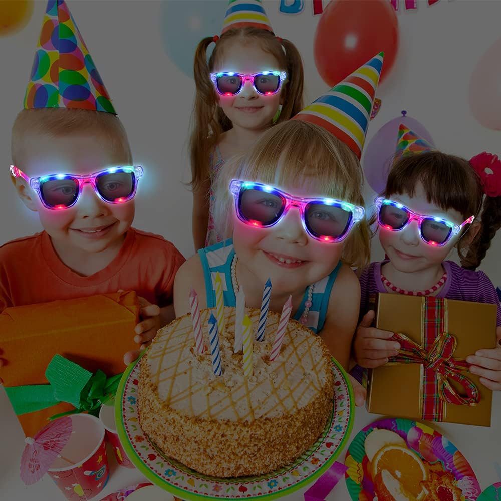 ArtCreativity Light Up Retro Sunglasses, 1 Pair LED Eye Glasses for Kids with 3 Flashing Modes, 80’s Themed Old Lady Costume for Women, Party Favors Supplies Sun Glasses, Fun Halloween Costumes Prop