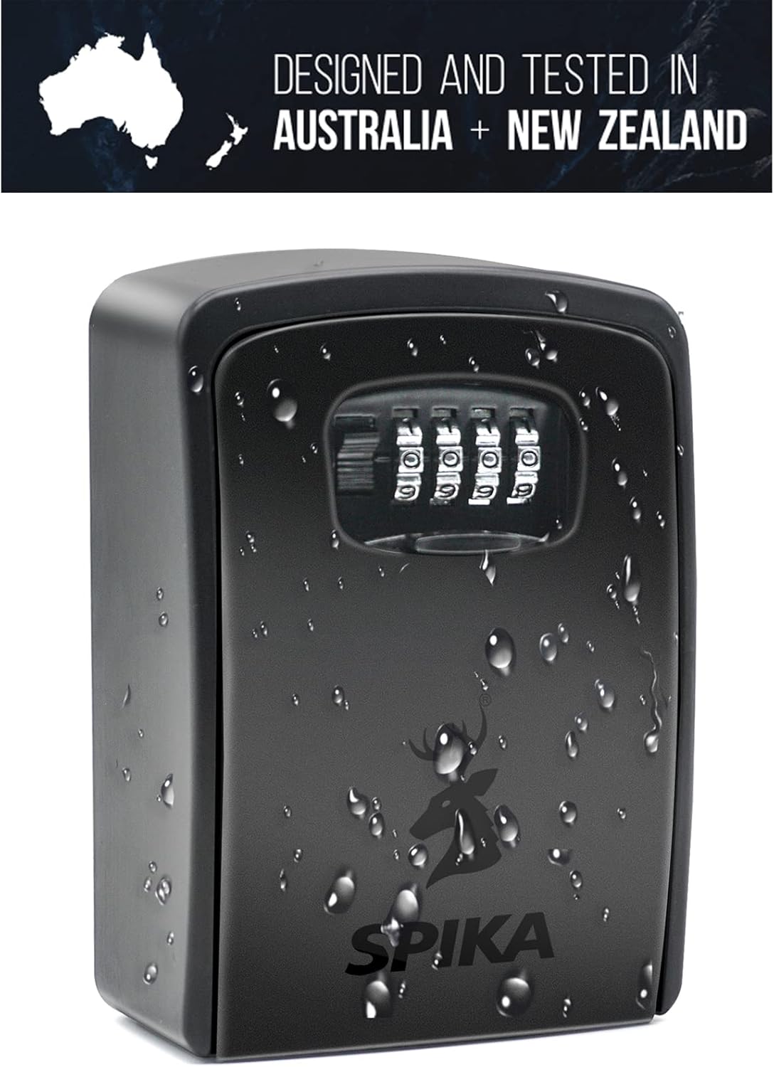 SPIKA Lock Box for House Key Wall Mount Waterproof Key Lock Box for Outside Hide a Key Outdoor Large Storage 4 Digit