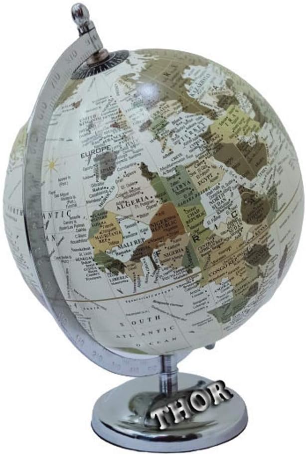 Nautical Rotated World Map Globe With Base Nautical Home & Office Decor White 8" Rustic Vintage Home Decor Gifts
