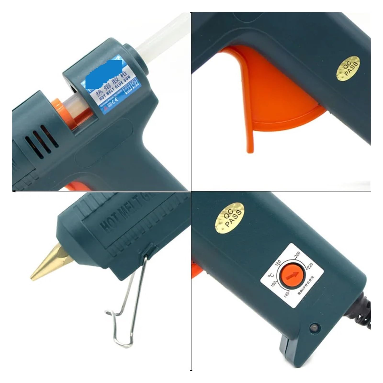 Pistolet do klejenia na gorąco, pistolet do topienia, pistolet do klejenia rzemieślniczego, pistolet do klejenia na gorąco, długa dysza miedziana 150 W, regulacja temperatury
