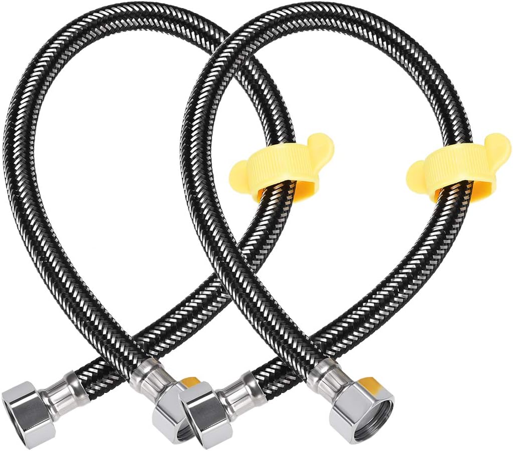 uxcell Faucet Supply Line Connector G1/2 Female x G1/2 Female 31 Inch Length Nylon 304 Stainless Steel Hose 2Pcs