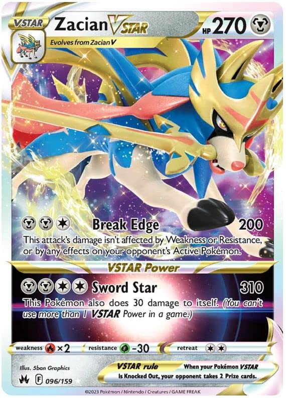 Zacian VSTAR 096/159 Pokemon Rare Card VSTAR (SWSH Crown