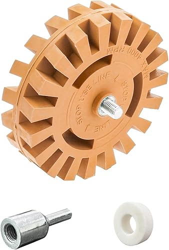 Ziciner Rueda de goma de alta resistencia, almohadilla de borde ranurado de 4 pulgadas con adaptador de taladro, herramienta universal de