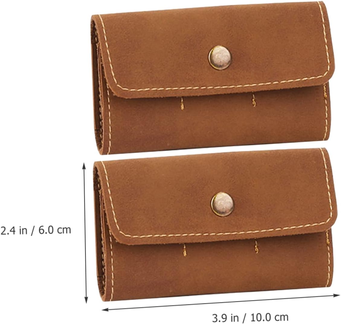 2 Pack Memory Card Case with 6 Slots PU Brown Storage Organizer