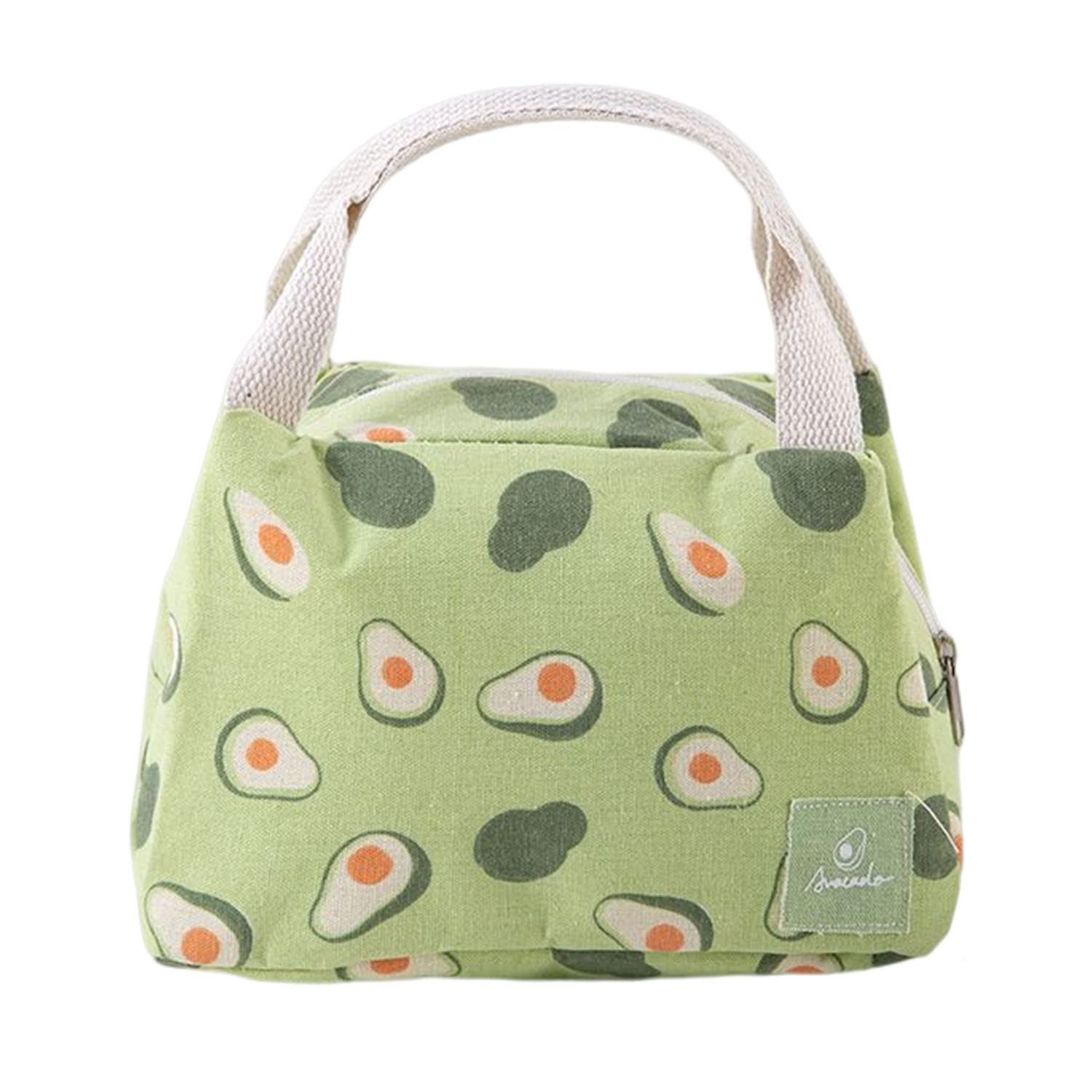 Misichao Cute Fruit Lunch Bag Small Insulated Tote Bento Box Bags Eco Friendly Lunch Tote Bag Handbag Keep Warm/Cold Gift for Mom Girls Kids (Avocado)