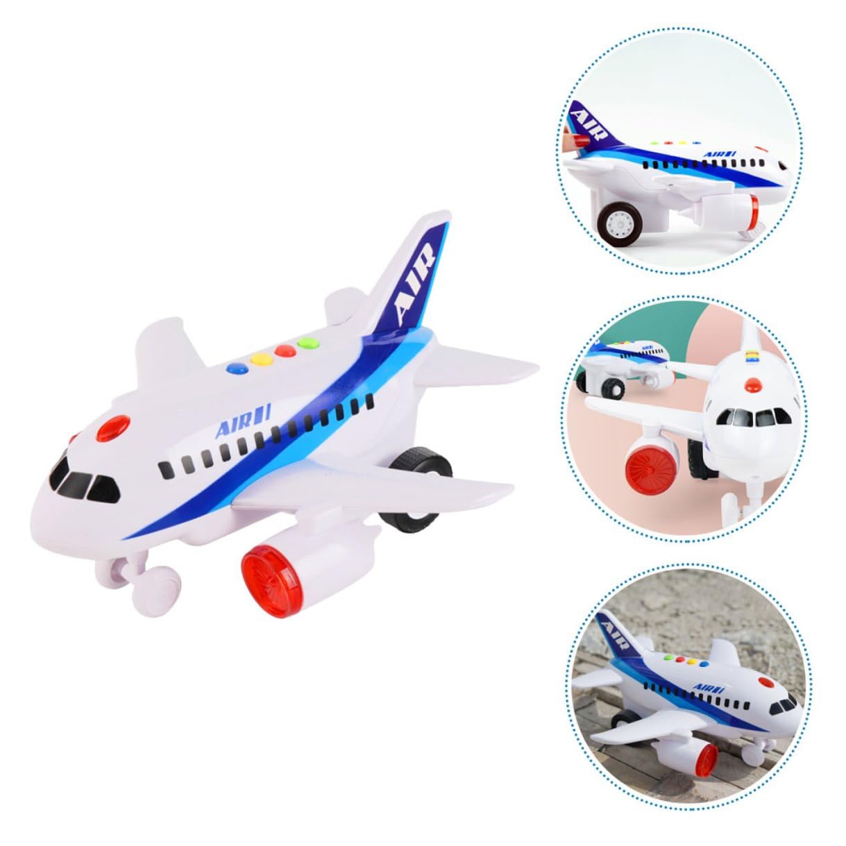 Avión de Juguete Inercial para Pequeños, Modelo Compacto y Ligero, Juguete Educativo Temprano Luces Brillantes, sin Batería, Adecuado para Bebés y Desarrollo Motriz