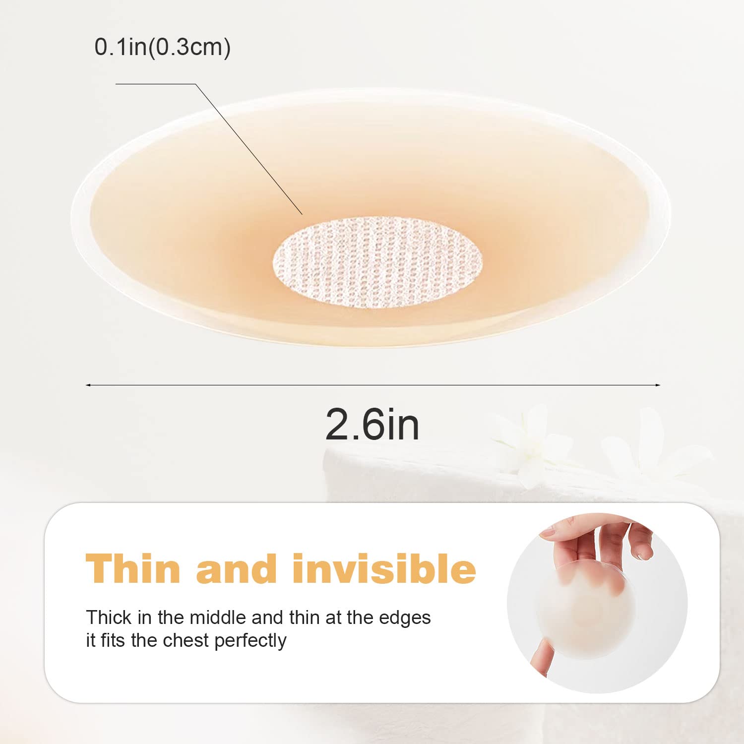 RoserRose 8 Paia Copricapezzoli Silicone, Adesivi Cuscinetti per Capezzoli Riutilizzabili, Copri Capezzoli Donna Ultrasottile 6,5 cm, Nipple Cover Invisibile Senza Spalline Reggiseno per Ragazza