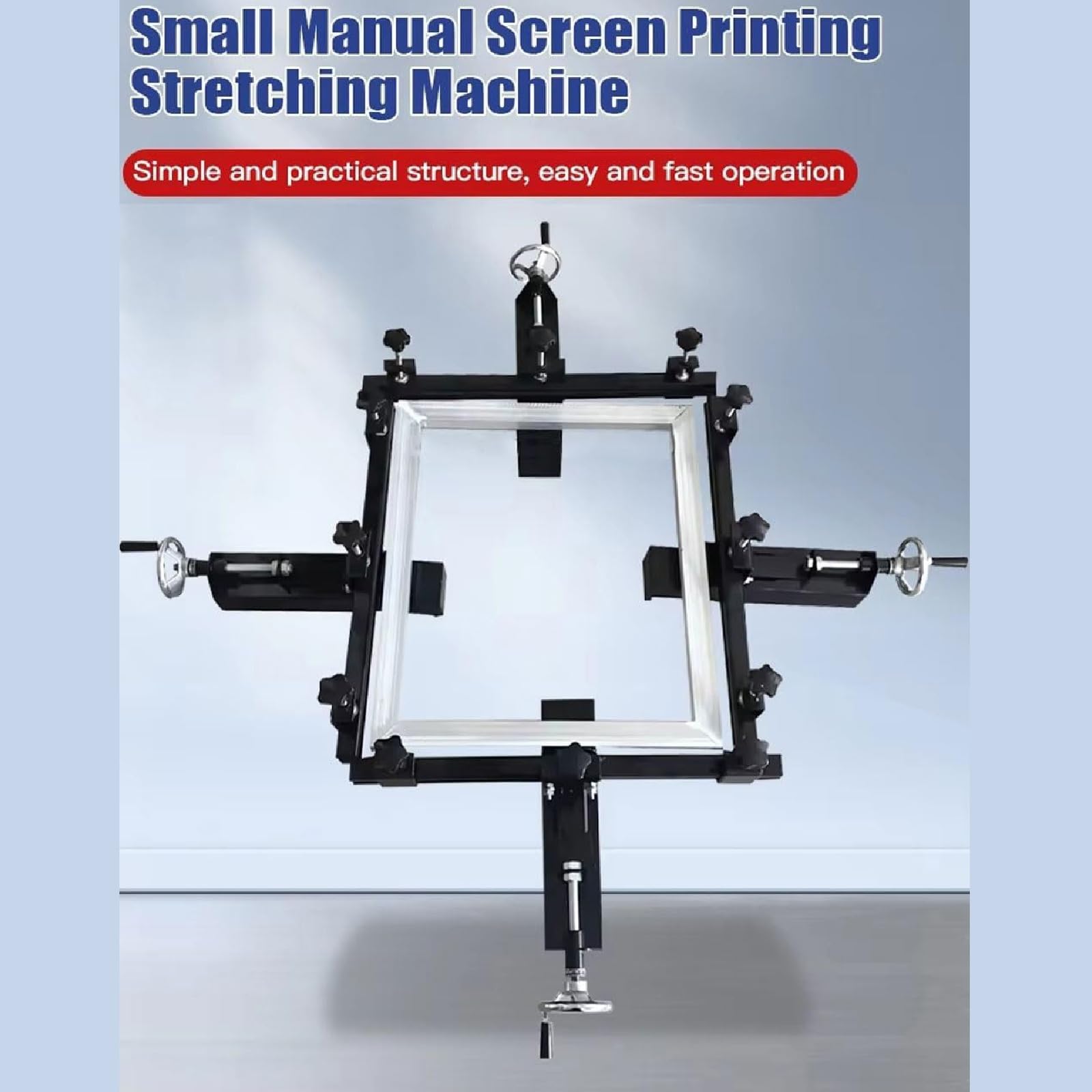 Tensor de Mallas para Serigrafía, Máquina Manual de Tensado, Diseño de Abrazaderas Ajustables, Tensión Equilibrada en Cuatro Lados, Control Estable de la Malla, para Carteles/Impresión