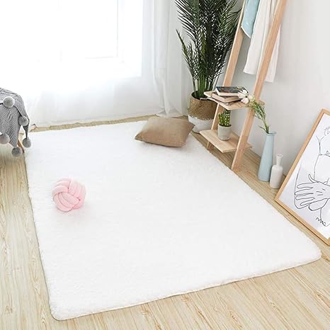 Amazon|ラグマット 夏 北欧 長方形 白 カーペット すべり止め 洗える