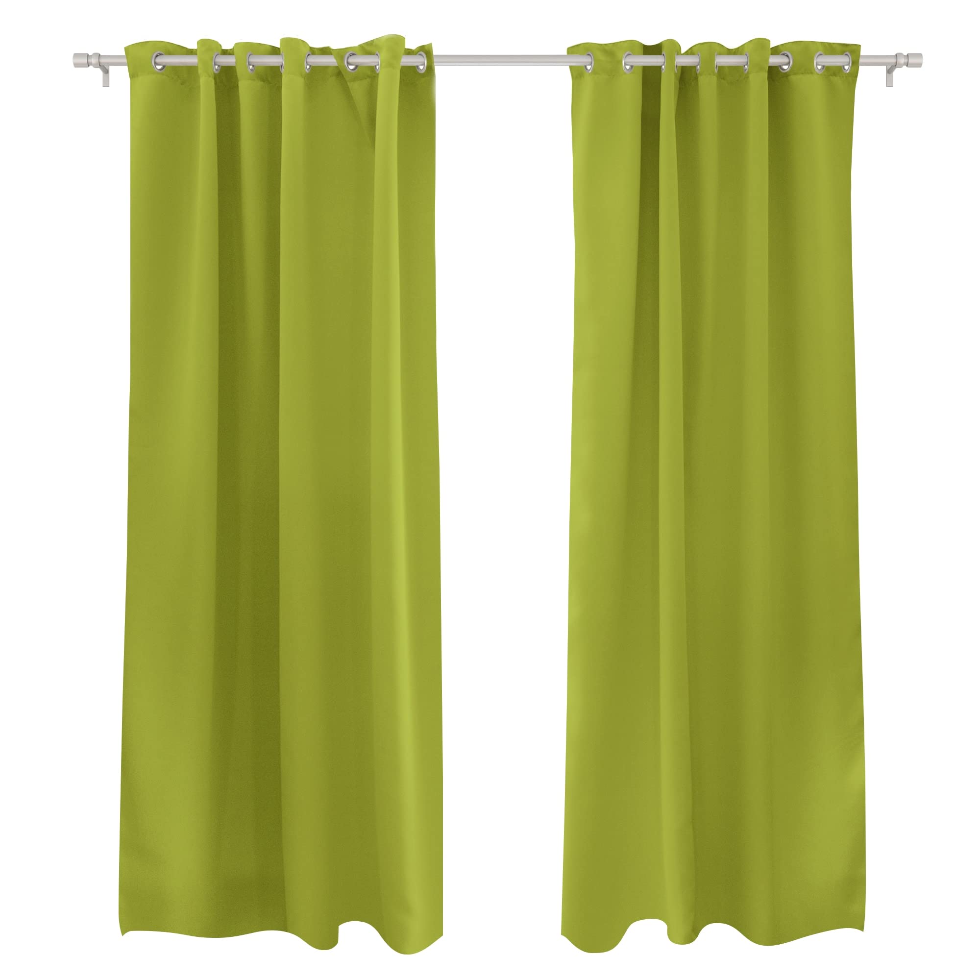 Victoria M. Aurora Cortina Opaca con Efecto Térmico, Cortina Insonorizante con Ojales, 140 x 245 cm, Verde Claro, Set de 2