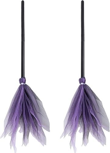 Accesorios de escoba de bruja de Halloween, 2 escobas de bruja, escoba de Halloween, accesorios de disfraz de bruja para Halloween, fiesta de