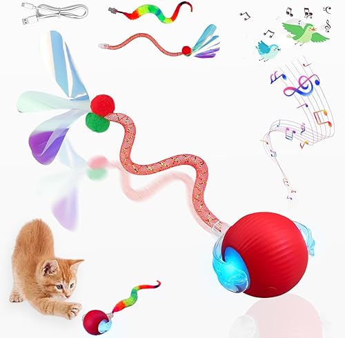 Juguete de pelota para gatos mejorado, juguete para gatos Speedy Tail 2.0, pelota de juguete interactiva para gatos, juguetes estimulantes y