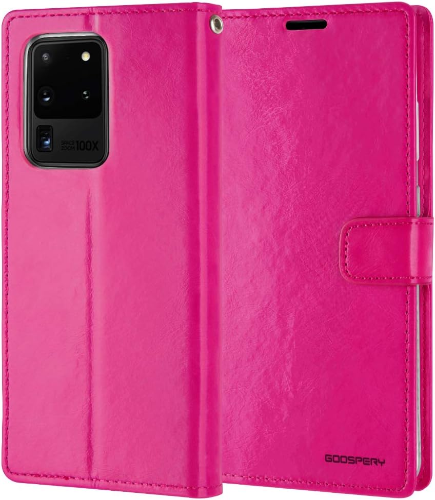 GOOSPERY Blue Moon Wallet for Samsung Galaxy S20 Ultra Case (2020) Leather Stand Flip Cover (Hot Pink)