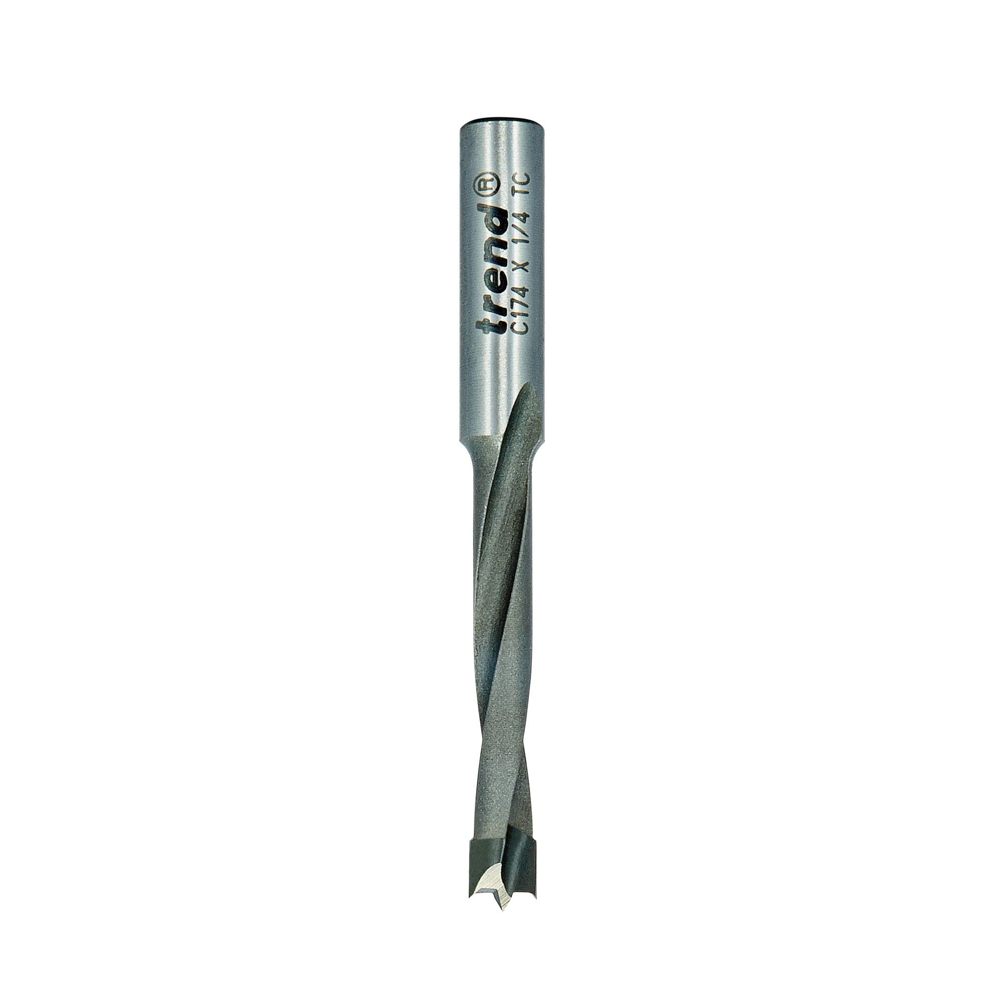 Trend CraftPro Dowel Drill Router Cutter Bit, 1/4 Inch Shank, 5mm Cut Diameter & 35mm Cut Length, Tungsten Carbide Tipped, C174X1/4TC