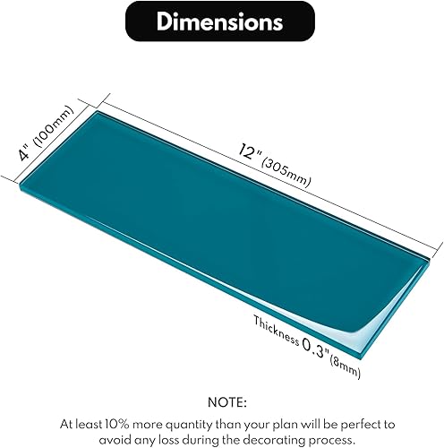 Vista 85 de Lovdeco Azulejo de cristal de metro, 3 x 6 pulgadas, 4 pies cuadrados, vidrio verde azulado oscuro para pared de baño y cocina, paquete de 32