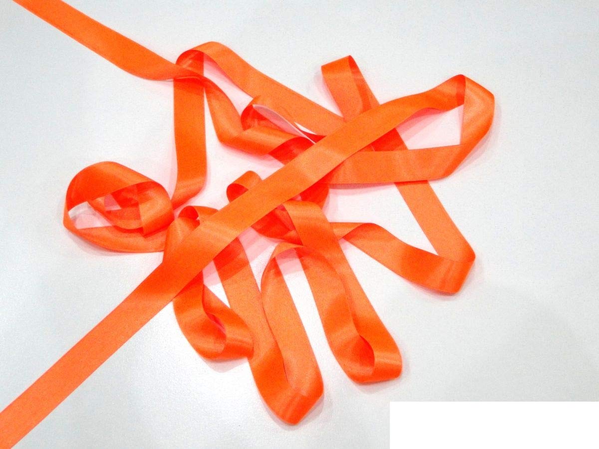 Berisfords Fluorescent Orange 5Mm Double Sided Satin Ribbon 100% Polyester Yarn (20 Meters)