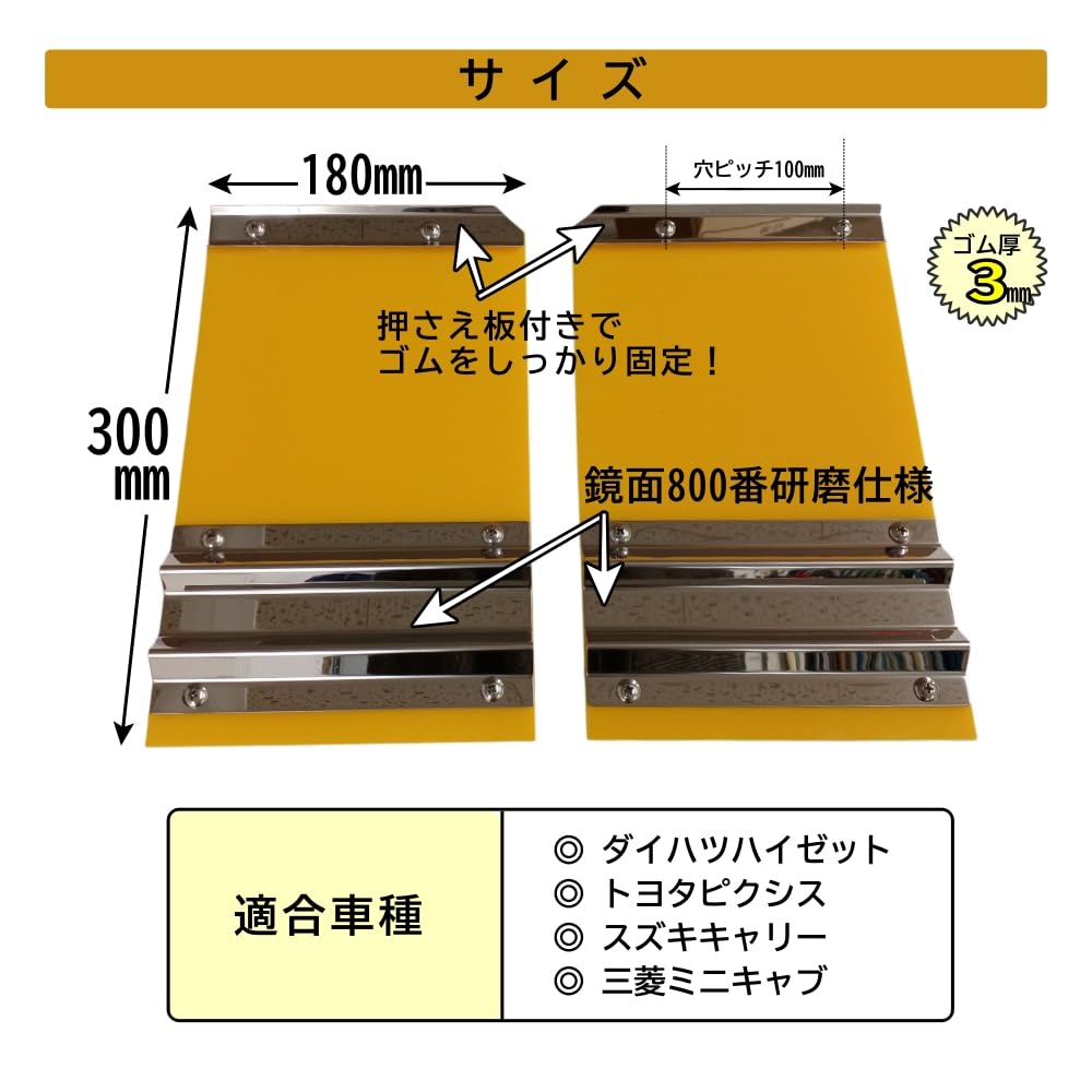 Amazon | 軽トラック用 泥除け イエロー 鏡面ウエイト 二山折り 2枚