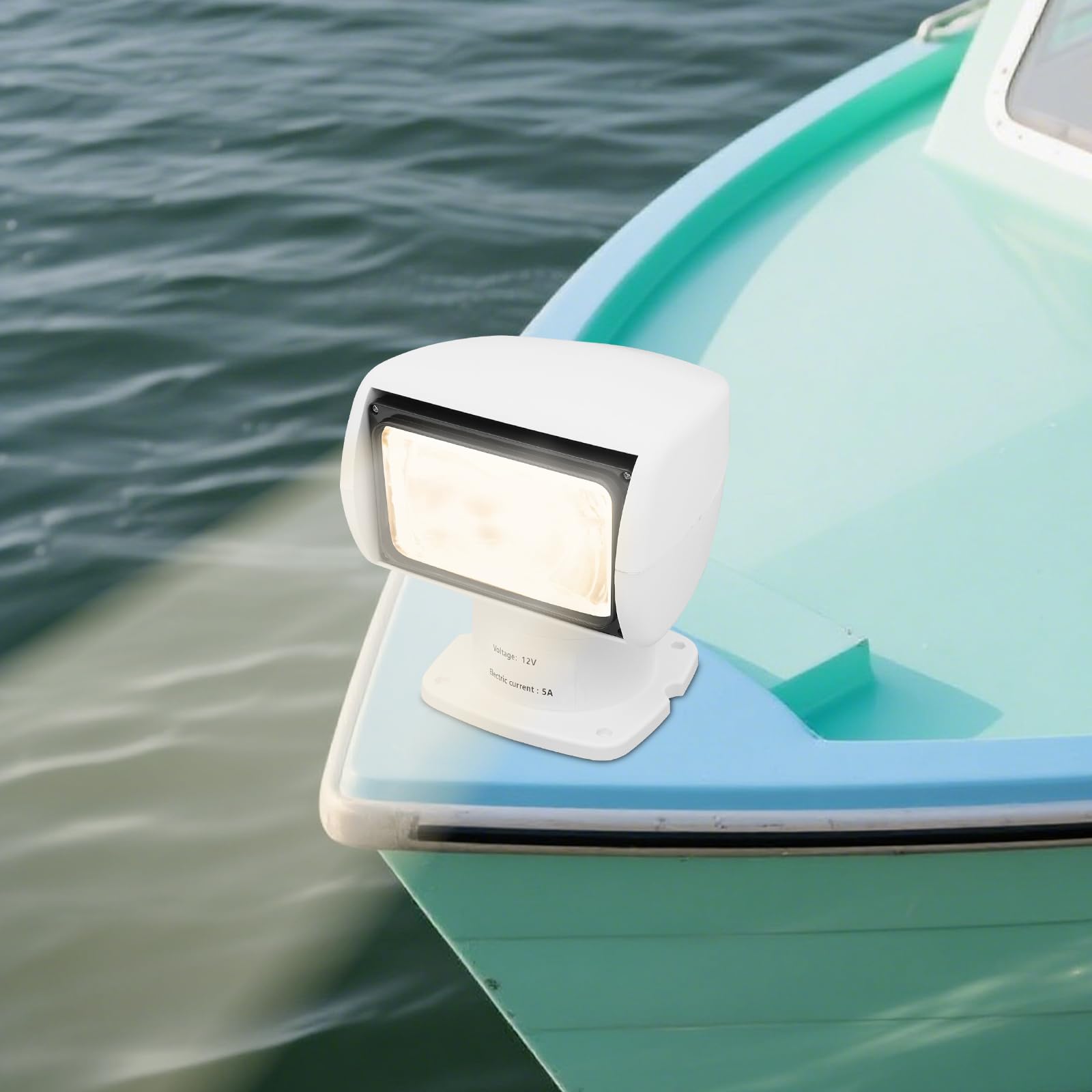 Foco de búsqueda teledirigido de 12 V, giratorio 320°, inclinación de 75°, faro de trabajo LED de 100 W, cable de 4,5 m, IP66 resistente al agua, faro para barco, 4300 K máximo, distancia de