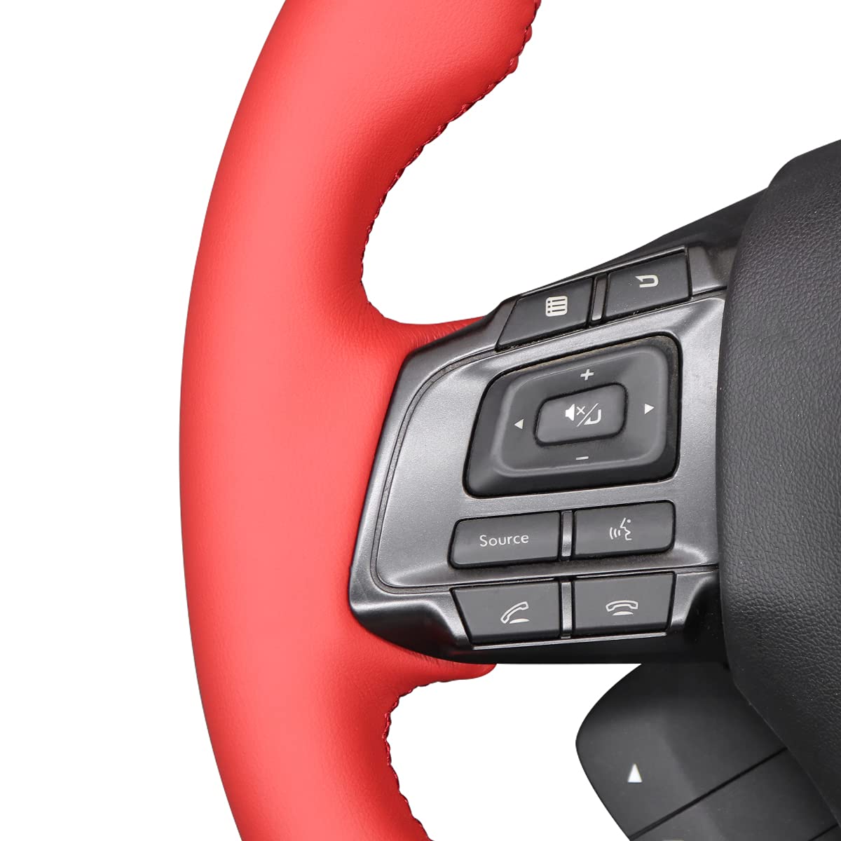 MEWANT Funda para volante de coche de fibra de carbono brillante negra + funda de cuero de microfibra roja para volante de coche para Subaru WRX (STI) 2015-2019 / Levorg 2015-2019/WRX accesorios