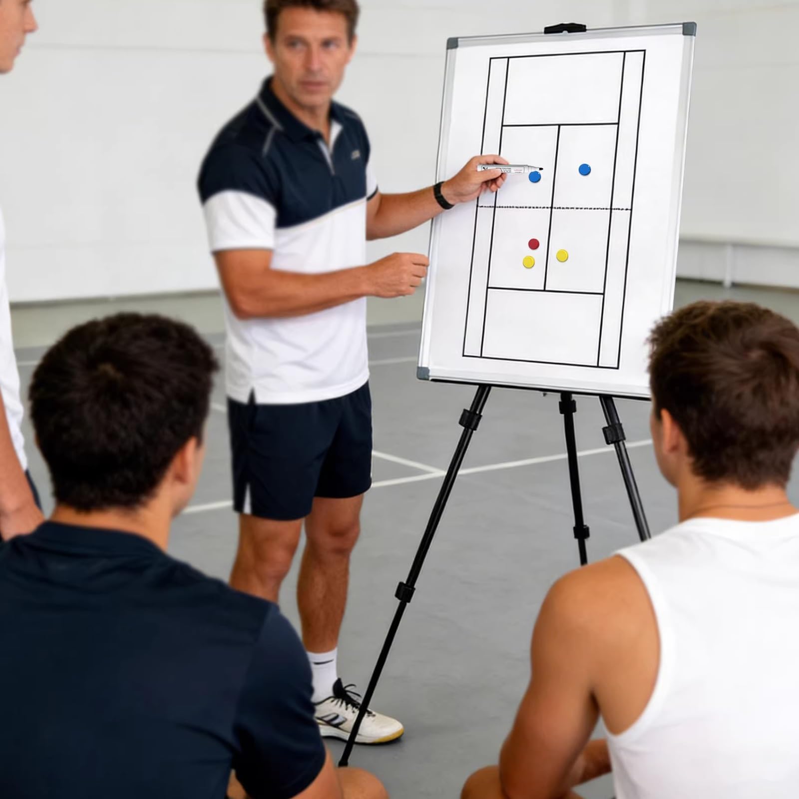 Lavagna Magnetica per Allenatori Tennis, Lavagna per Tennis per Allenatori | Con Supporto Regolabile, Design Bifacciale, per Allenamenti e Gare