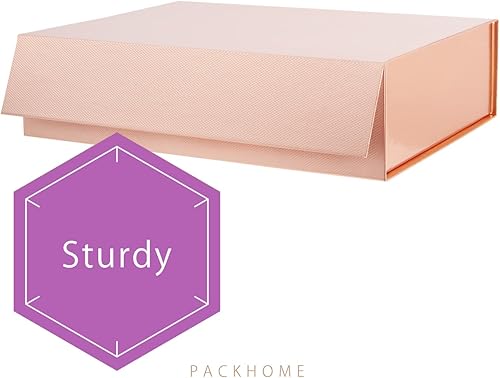 Miniatura 134 de PACKHOME Caja de regalo de 11.5 x 8 x 2.5 pulgadas, caja resistente para camisas con tapa magnética para múltiples ocasiones (blanco brillante) 11 x